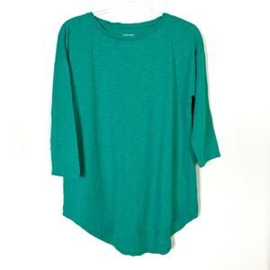 Chico's The Ultimate Tee Green 3/4 Sleeve Tunic Top Chicos 1/ Womens Medium